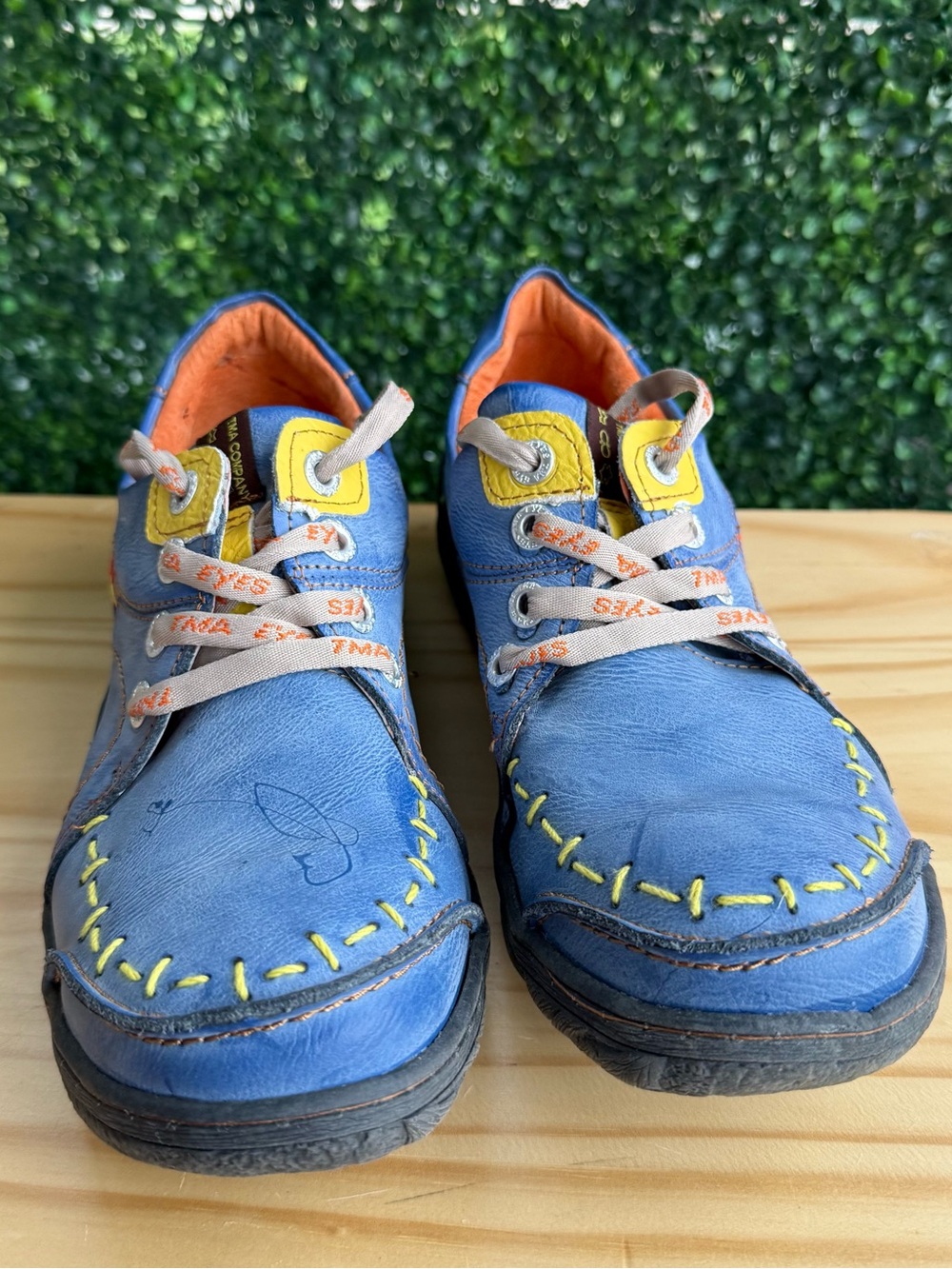 TMA Eyes Women’s 9 EU 39 Blue Leather Shoes Lace Up Comfort Hand Stitched - Picture 3 of 12